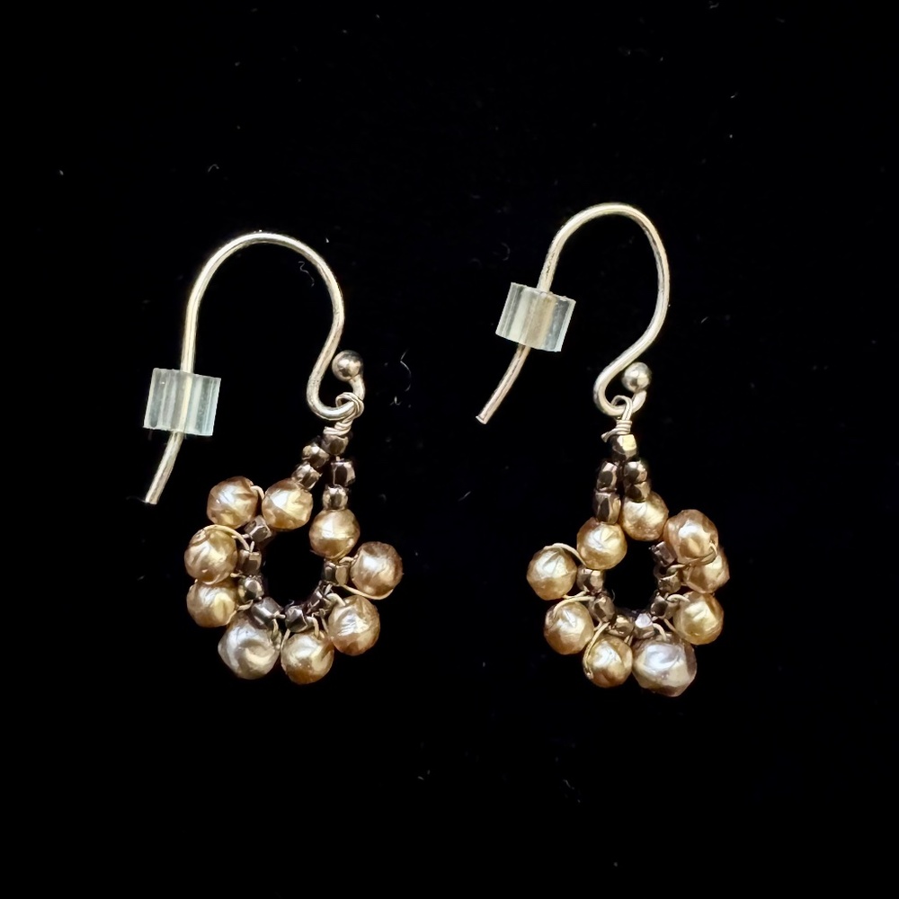 Delicate gold bead earrings - hypoallergenic. NWOT.